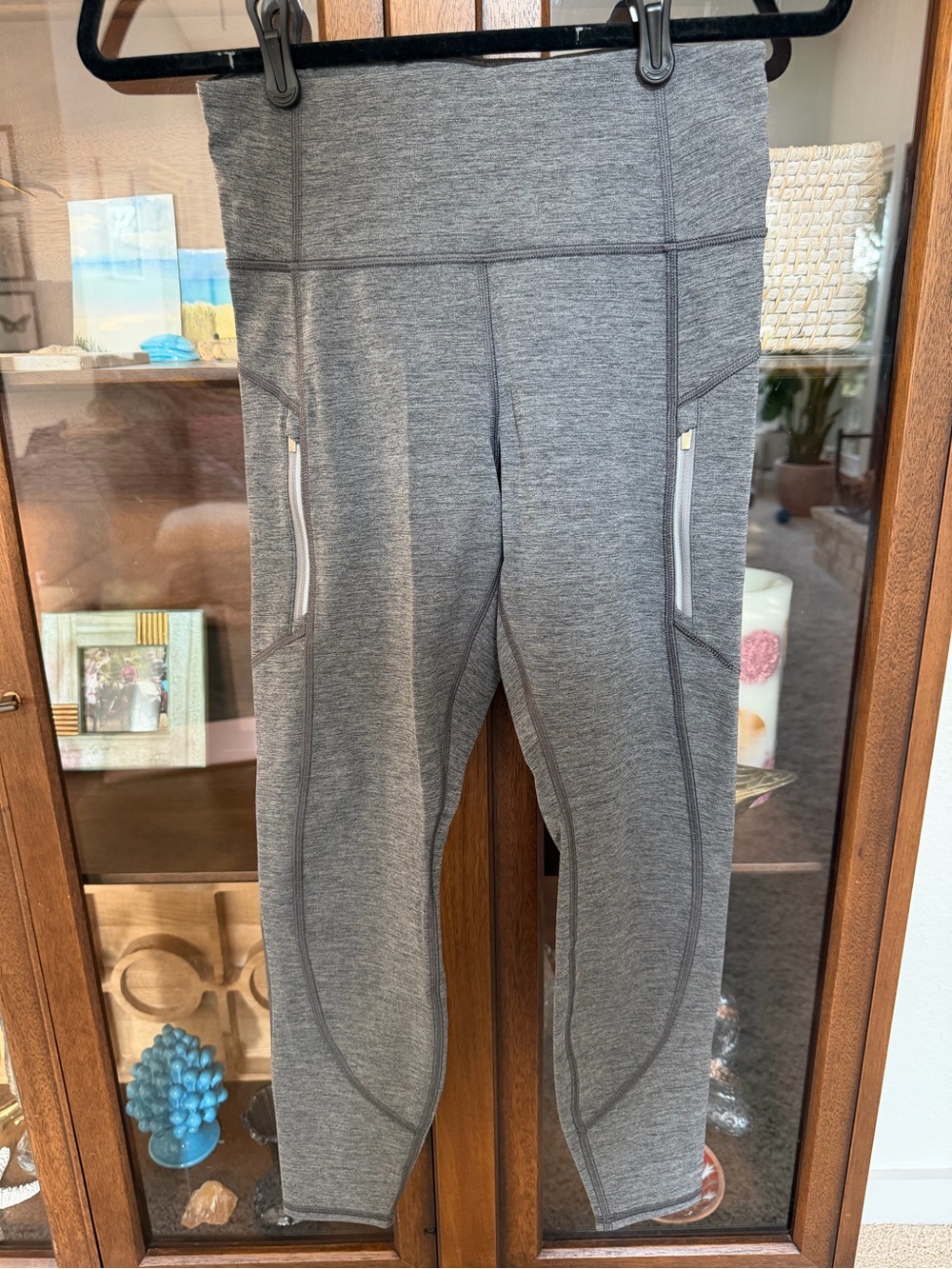 Athleta Gray Active Leggings with Zipper Pockets